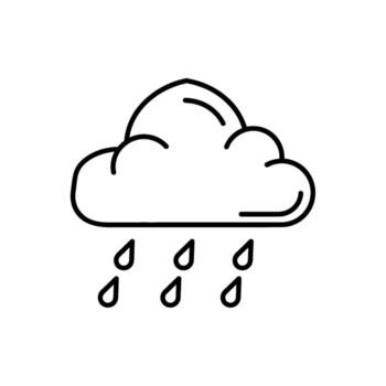 Minimalist Line Art Drawing of a Rain Cloud with Falling Droplets vector