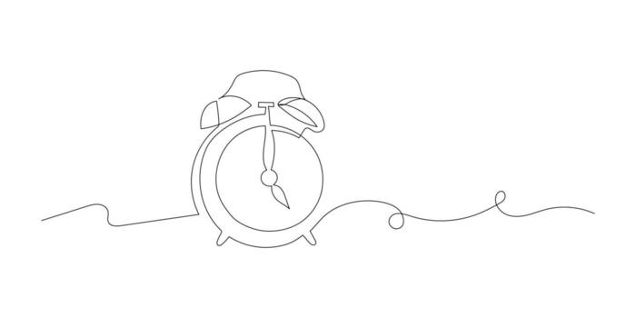 Continuous one line drawing of alarm clock illustration vector