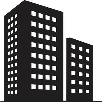 Two tall buildings with windows on a white background vector