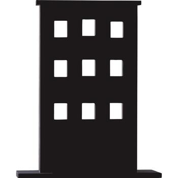 un negro edificio con cuadrado ventanas en eso vector