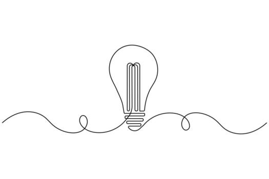 Minimal continuous light bulb outline artwork simple design vector