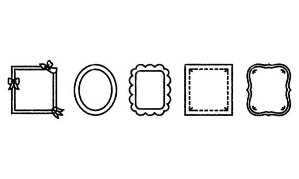 mano dibujado marcos conjunto con varios formas y decorativo elementos vector