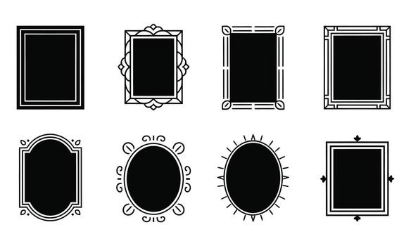 Collection of decorative frames in minimal line art style vector