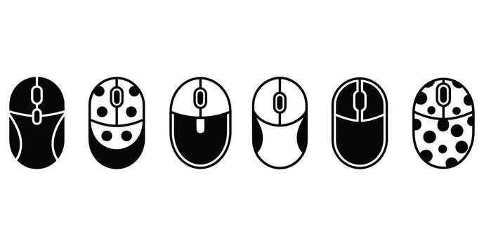 computadora ratón colección negro y blanco íconos diseño elemento conjunto vector