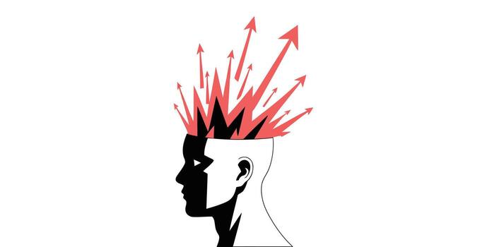 Conceptual illustration of growth mindset and exploding ideas from the brain vector