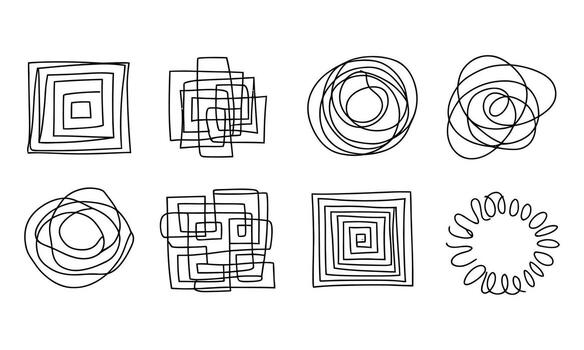 Abstract Hand Drawn Scribble Shapes Doodle Elements Set Graphic vector
