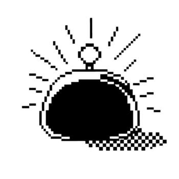 Retro pixelated purse with clasp, open wallet and stylized rays, minimalist line art, black and white digital design vector