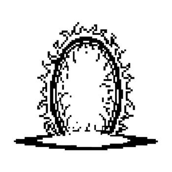 píxel Arte portal con brillante oval forma, dinámica ligero efectos, retro digital ilustración, 8 poco juego Entrada vector