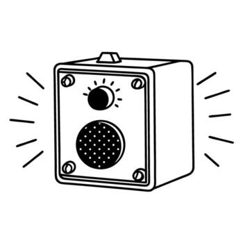 Emergency alarm system device wall mounted warning sound unit with button and speaker, safety signal alert concept vector