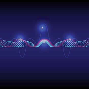 Colorful Neon Sound Wave Background Abstract Digital Audio Spectrum on Dark Blue vector