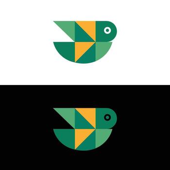 Geometric fish logo design concept with triangles and circles for branding and company identity design vector