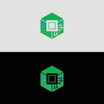 verde tecnología cubo logo diseño para tecnología empresa y moderno negocio con circuito tablero estilo Arte vector