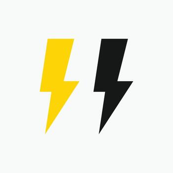 Lightning bolt icons set. Simple flat design in yellow and black for concepts like power, electricity, speed, energy, and danger. Thunder sign graphic vector