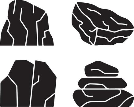 Rock Stone Boulder Pile. Cartoon Cobblestone Crag Cliff Piece Set vector