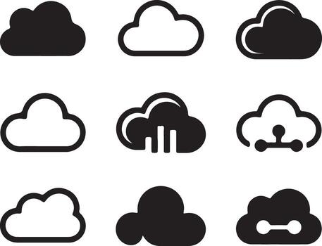 Cloud Technology Service Network Connection Icons Symbols For Hosting And Computing vector