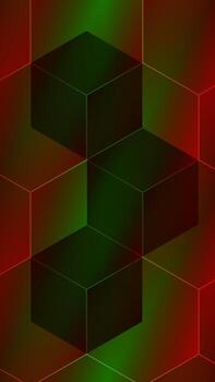abstract 3d cubes geometric background red and green anaglyph. Dark Red Green Cube Hexagon Seamless Phone Wallpaper - 3D Geometric Background vector