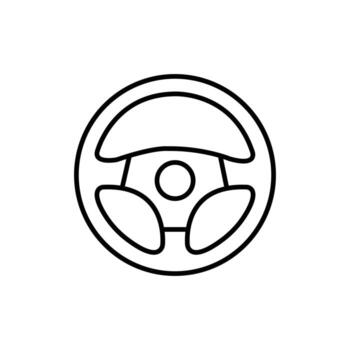Outlined car steering wheel shows essential navigation and control element on white background vector