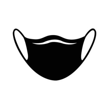 Black face mask simple with comfortable ear loops on white background vector