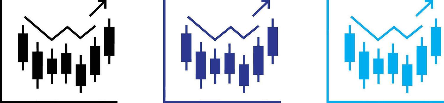 Candlestick chart with line graph showing upward trend and stock market data, isolated on transparent background vector