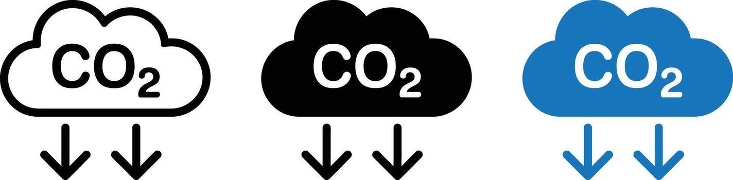 Carbon dioxide co2 emission reduction concept icon with downward arrows isolated on transparent background vector