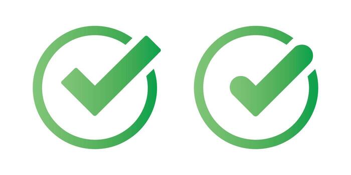 Two green check marks inside circles isolated on white background vector