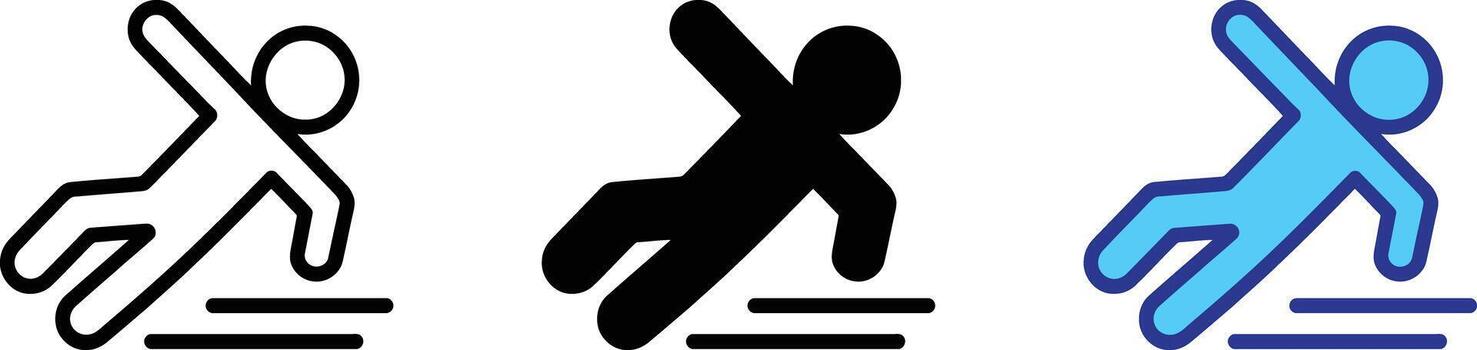 Slipping hazard icon, representing a person falling on a slippery surface, isolated on transparent background vector