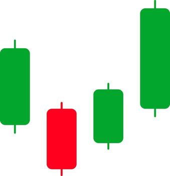 Green and red candlestick chart on white background. Suitable for trading and investment concept vector