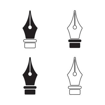 Ink Pen Nib Solid Icons Writing Collection vector