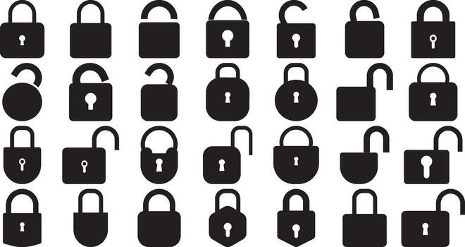Security Padlock and Unlock Icons set for Privacy and Protection Concepts vector