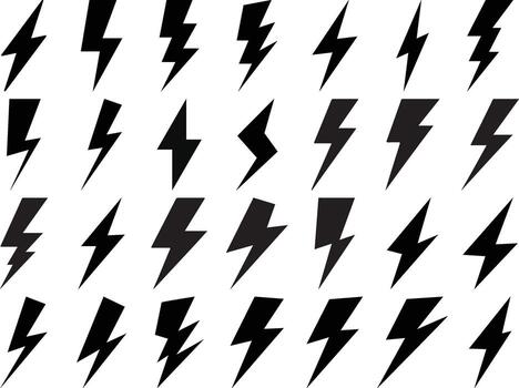 Set of Lightning Bolt Icons Representing Energy and Power vector