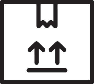 Simple line art icon of a cardboard box with up arrows for shipping vector