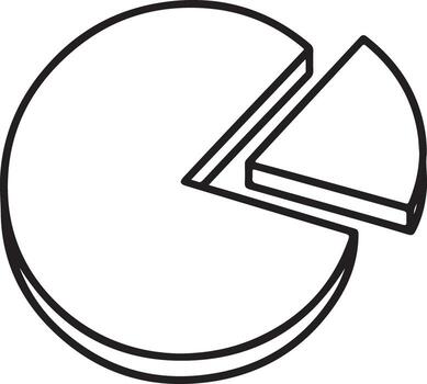 Simple pie chart icon showing one slice separated vector