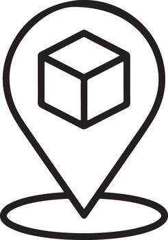 Location pin icon with 3d cube symbolizing delivery and logistics management vector