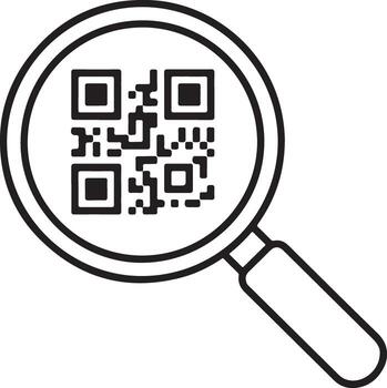 Magnifying glass scans qr code search digital information technology data access vector
