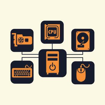 Personal Computer Hardware trendy delightful amazing design useful Illustration colorful background vector