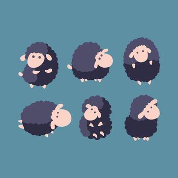 Sheep set trendy good amazing design useful Illustration colorful background vector