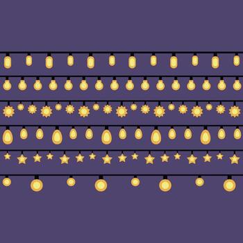 String Lights Lamps trendy elegant amazing design useful Illustration colorful background vector