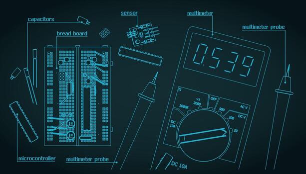Electronics components Kit for education and prototyping vector