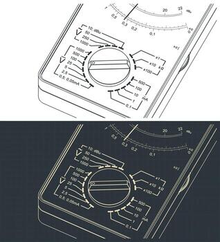 Pointer multimeter measure close-up isometric drawings vector