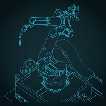 Robotic welding machine sketch vector