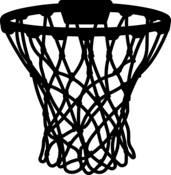 Black silhouette of basketball hoop with net without background vector