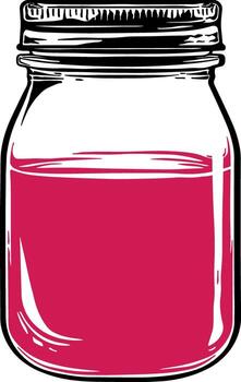 ilustración de un vaso tarro con frambuesa mermelada sin antecedentes vector