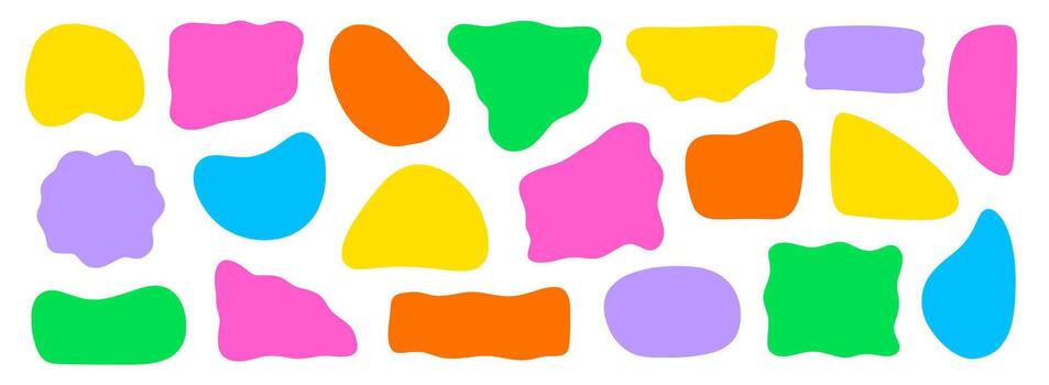 Abstract organic shape round form set. Liquid organic blob curve shape figure. Abstract liquid bubble, wavy different form. Soft round oval pattern background. vector