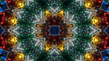 caleidoscopio astrazione rotante scintillante brillante bicchiere struttura senza soluzione di continuità ciclo continuo. video