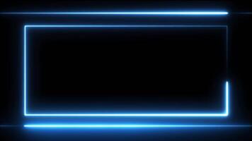 brilhando néon luz retângulo fronteira quadro, Armação e linhas animação isolado em Preto fundo video