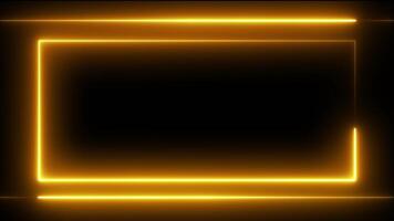 néon linha brilhando quadrado quadro, Armação e linhas animação isolado em Preto fundo video