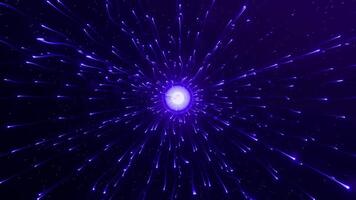 futuristisch Daten fließen Kugel mit strahlend Licht Wanderwege Schleife animiert video