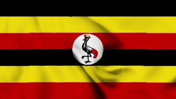 Photo realistic slow motion 4KHD flag of the Uganda waving in the wind. Seamless loop animation with highly detailed fabric texture in 4K resolution video