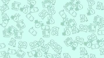 animerad pengar ikoner mönster bakgrund slinga för finansiell begrepp och företag Framgång. video