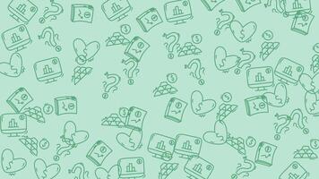 abstrakt grön mönster av dator hjärta och fråga märken. video